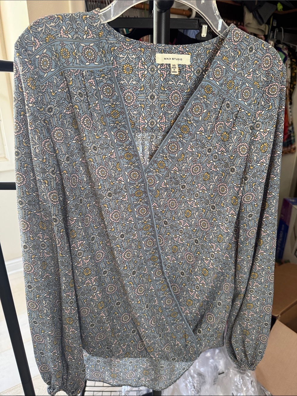 Max Studio Floral Wrap Top